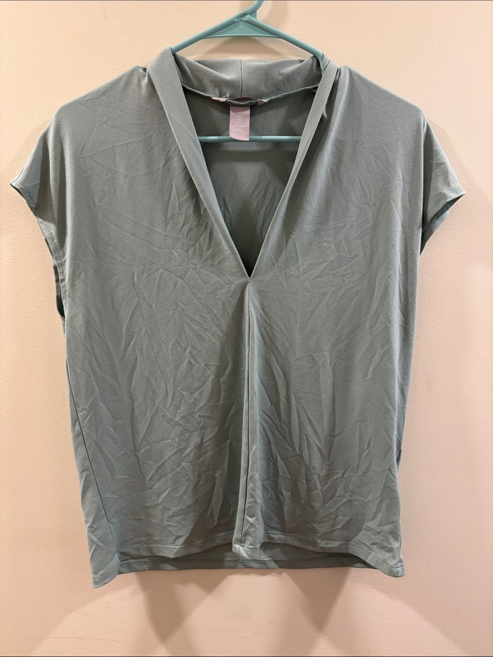 H&M Sage Green V-Neck Blouse